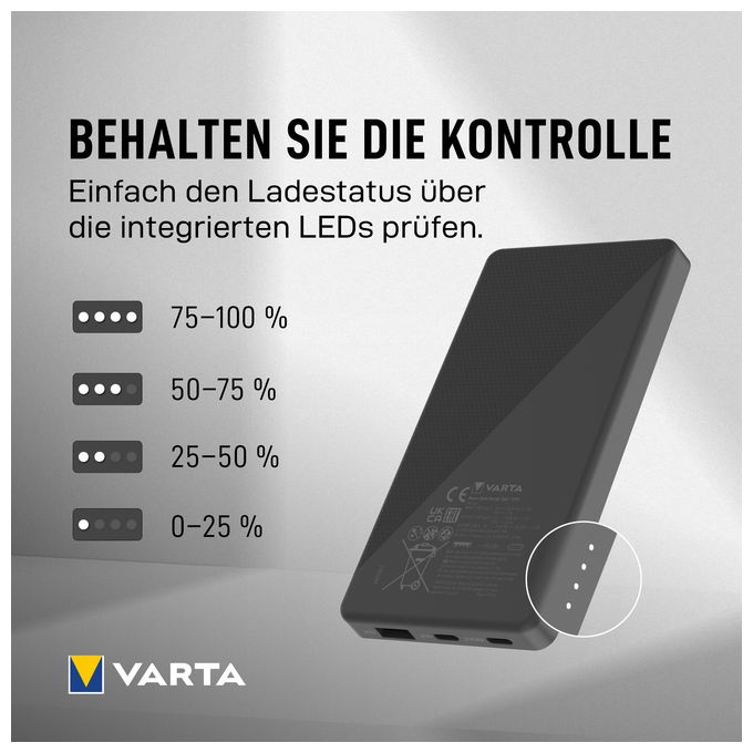 10000 mAh Powerbank USB Typ-C  Energy (Schwarz/Weiß) 