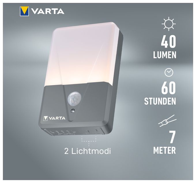 LED Wandbeleuchtung für den Außenbereich Warmweiß Batterie  Motion Sensor Outdoor Light (Grau/Weiß) 