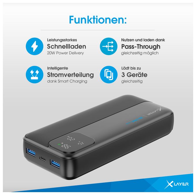 20000 mAh Powerbank USB Typ-C  Rapid (Schwarz) 