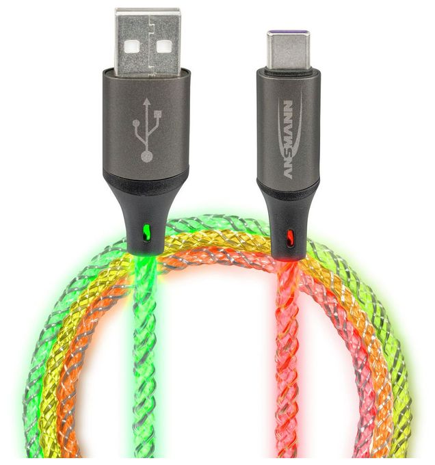 0,48 Gbit/s Stecker Rundkabel USB A auf USB C bis 60 W 1 m  1700-0158 (Mehrfarbig) 