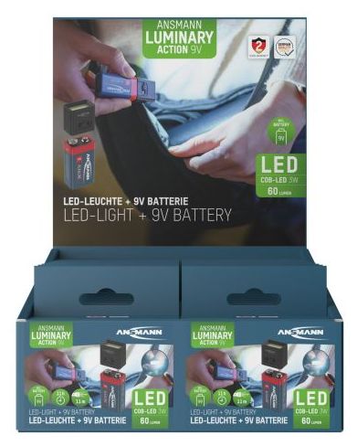 Taschenlampe COB LED-Leuchte mit 9V Batterie batteriebetrieben 
