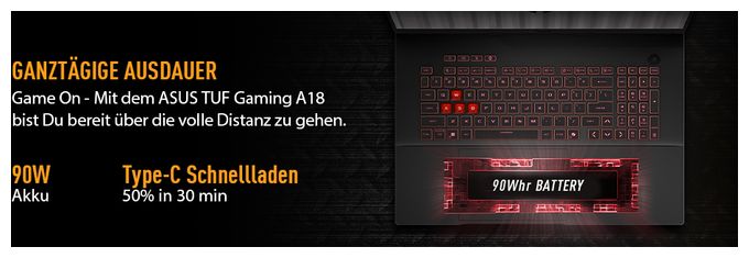 WUXGA Notebook 45,7 cm (18 Zoll) 1920 x 1200 Pixel 16 GB Ram 512 GB SSD Windows 11 Home AMD Ryzen 7 max. 5,1 GHz NVIDIA GeForce RTX 5070  TUF Gaming FA808UP-S8133W (Grau) 