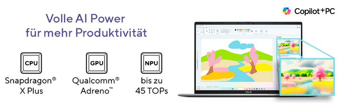WQXGA Notebook 40,6 cm (16 Zoll) 2560 x 1600 Pixel 1 TB SSD Windows 11 Home Qualcomm Snapdragon max. 3 GHz  Vivobook S3607QA-PL011W (Silber) 
