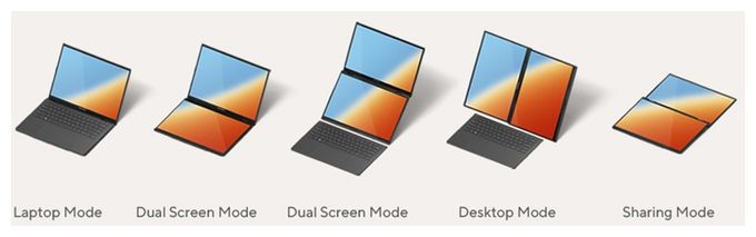 2K Ultra HD Notebook 35,6 cm (14 Zoll) 2880 x 1800 Pixel 1 TB SSD Windows 11 Pro Intel Core Ultra 9 max. 4,9 GHz  Zenbook Duo UX8407AA-SN469X (Grau) 