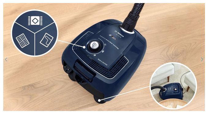 Bodenstaubsauger mit Staubbeutel 600 W PureAir  Serie 4 BGD38BU2 (Blau) 