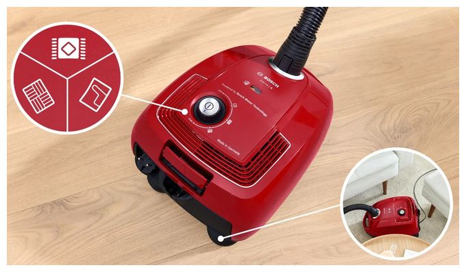 Bodenstaubsauger mit Staubbeutel 600 W Micro  Serie 4 BGD38RD1H (Rot) 