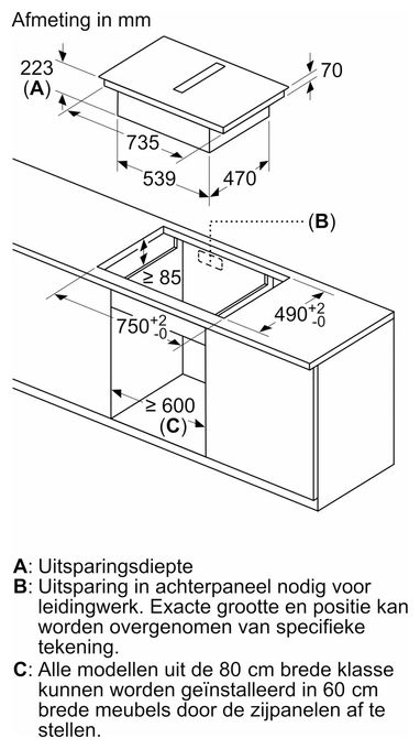 80 cm Induktionskochfeld 4 Kochzonen mit integriertem Dunstabzug Serie 4 PVS89BB16E autarkes 
