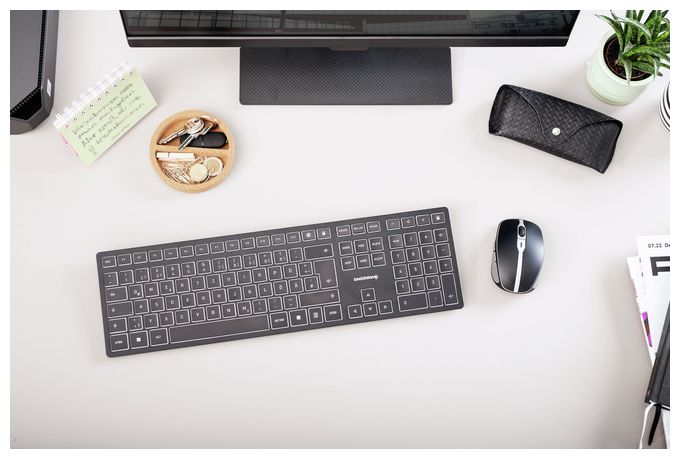 Universal Tastatur RF Wireless + Bluetooth 2.4 - 2.4835 GHz  KW9100 Slim (Schwarz) 