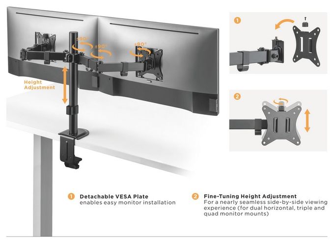17"-32" Gelenk-Dual-Monitor-Tischhalterung 