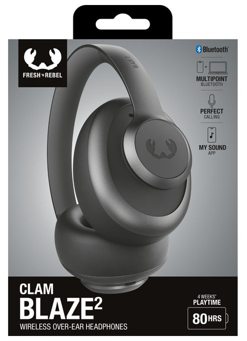 Ohraufliegender Bluetooth Kopfhörer kabellos 80 h Laufzeit USB Typ-C  Clam Blaze 2 (Dunkles Grau) 