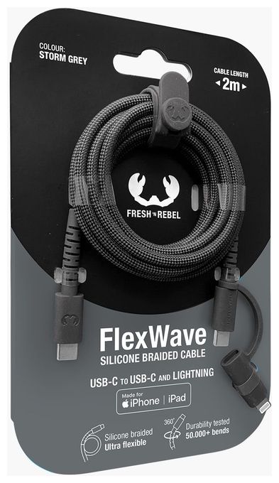 Stecker Lightning auf USB C 2 m  FlexWave (Schwarz) 
