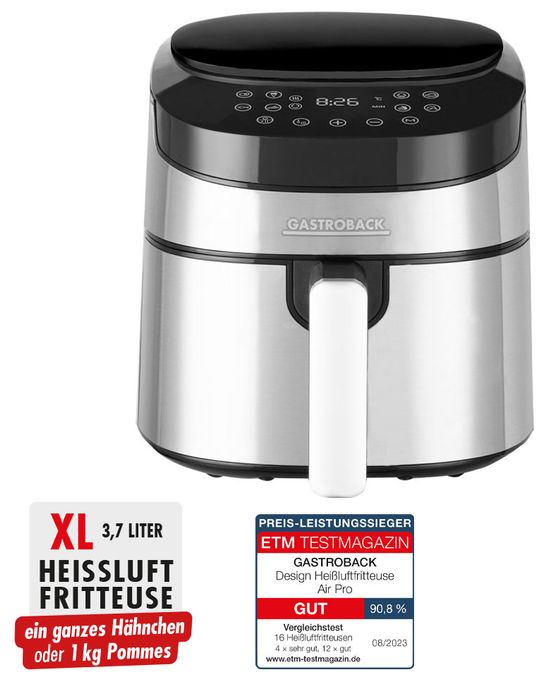 Heißluftfritteuse 3,7 l 1300 W  42582 Air Pro (Schwarz, Edelstahl) 