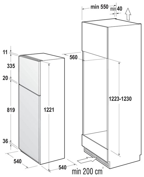 135 l / 35 l Einbau Kühl-/Gefrierkombination 175 kWh RFI512E21 