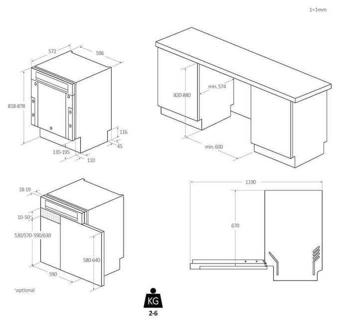 60 cm Geschirrspüler teilintegriert (ohne Front) Sehr leise 14 Maßgedecke aquaStop Funktion XH4B2F1S 