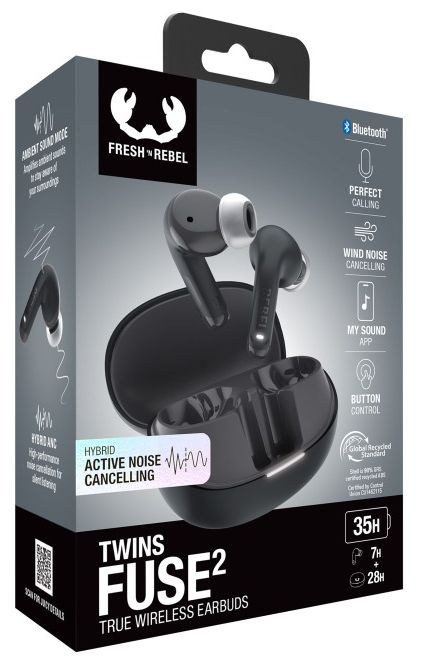 In-Ear Bluetooth Kopfhörer Kabellos TWS IPX4 USB Typ-C  232961 Twins Fuse 2 (Dunkles Grau) 