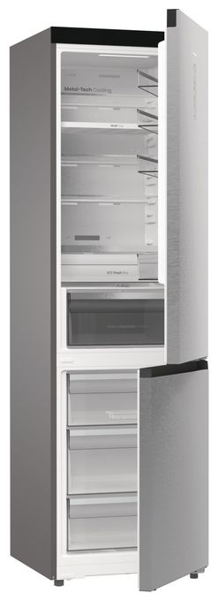253 l / 130 l Kühl-Gefrierkombi freistehend NoFrost 181,59 kWh Jahr (Grau, Edelstahl, Dunkles Grau) RB5P410SACC 