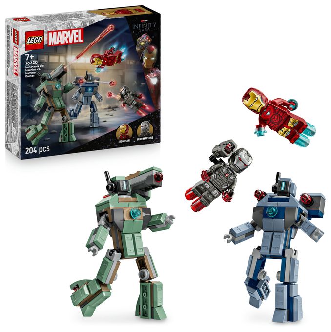 204 Teile  Marvel Iron Man und War Machine vs. Hammer-Drohnen Bauset (Mehrfarbig) 
