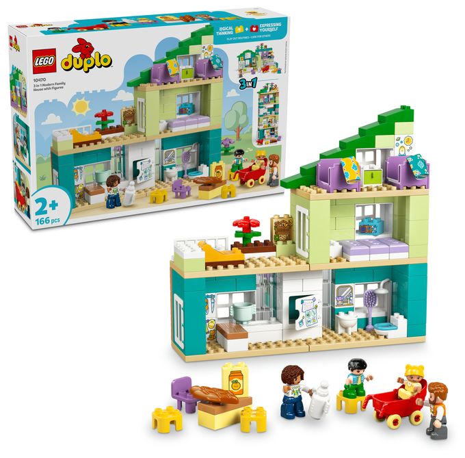 Modernes Familienhaus mit Figuren – 3-in-1-Set 