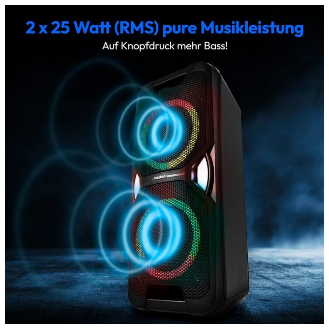 50 W Bluetooth Lautsprecher Laufzeit bis 26 h  Life-1 Pure MD400000 (Schwarz) 