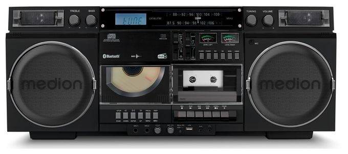 DAB+, FM, PLL 20 W Bluetooth  Life P66538 Retro Boombox (Schwarz) 