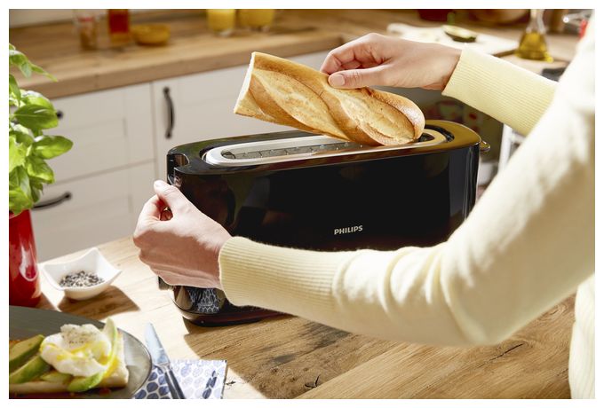 Daily Collection HD2590/90 Toaster – lange Toastkammer, Schwarz 