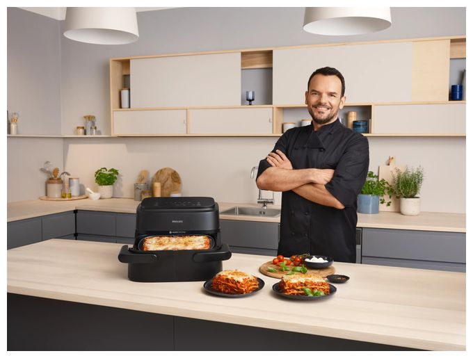 Doppel Heißluftfritteuse 7 l 2450 W  Series 1000 NA150/00 (Schwarz) 