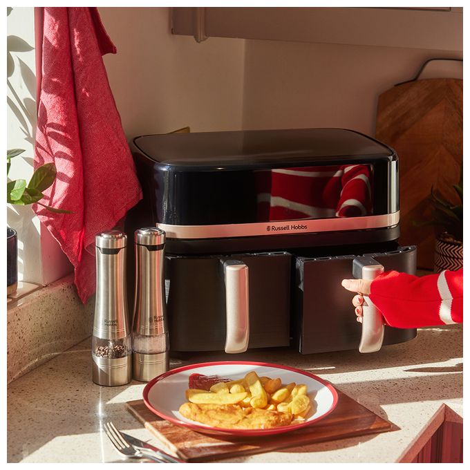 Doppel Heißluftfritteuse 9 l 2800 W  27680-56	SatisFry Dual Basket (Schwarz) 