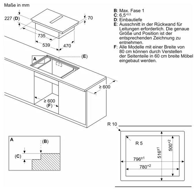 80 cm Induktionskochfeld 4 Kochzonen mit integriertem Dunstabzug iQ700 EX80BHL26E autarkes 