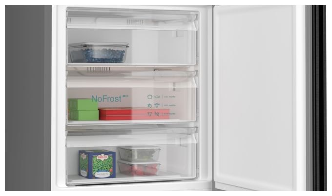 311 l / 129 l Kühl-Gefrierkombi freistehend NoFrost 178 kWh Jahr  iQ300 KG49NXXCF (Schwarz, Edelstahl) 