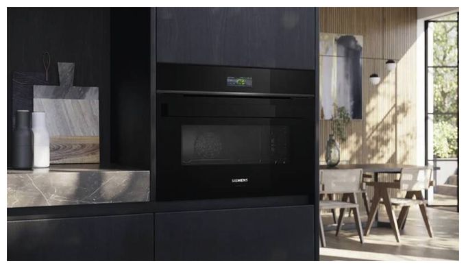 Einbaubackofen kompakt AutoClean Mikrowelle (Schwarz/Edelstahl) iQ700 CM924G1B1 