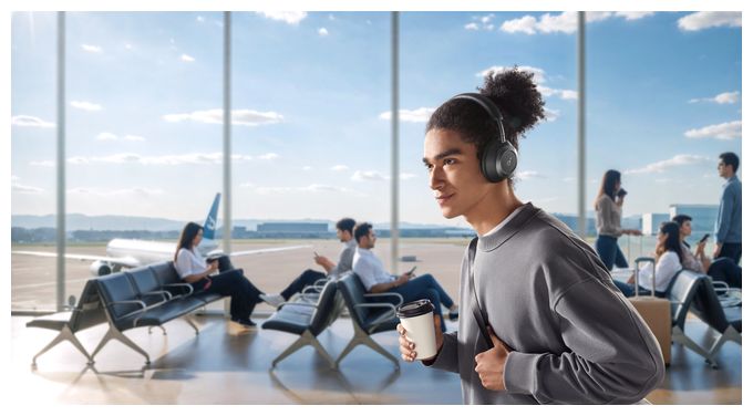 Ohraufliegender Bluetooth Kopfhörer kabellos  Space One Pro (Schwarz) 