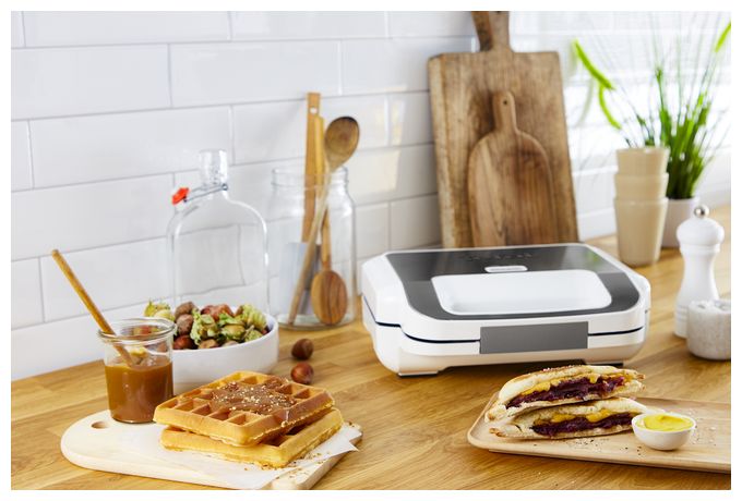 Sandwichmaker 850 W  SW7011 Snack XL Waffel- und (Weiß, Edelstahl) 
