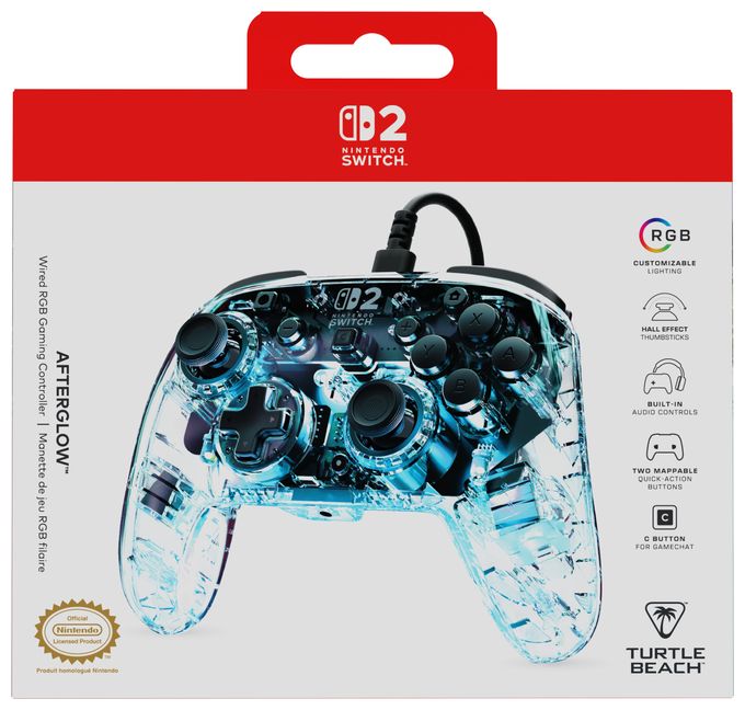 Gamepad für Nintendo Switch, Nintendo Switch 2, Nintendo Switch OLED  Afterglow Wave Wired Controller (Durchscheinend) 