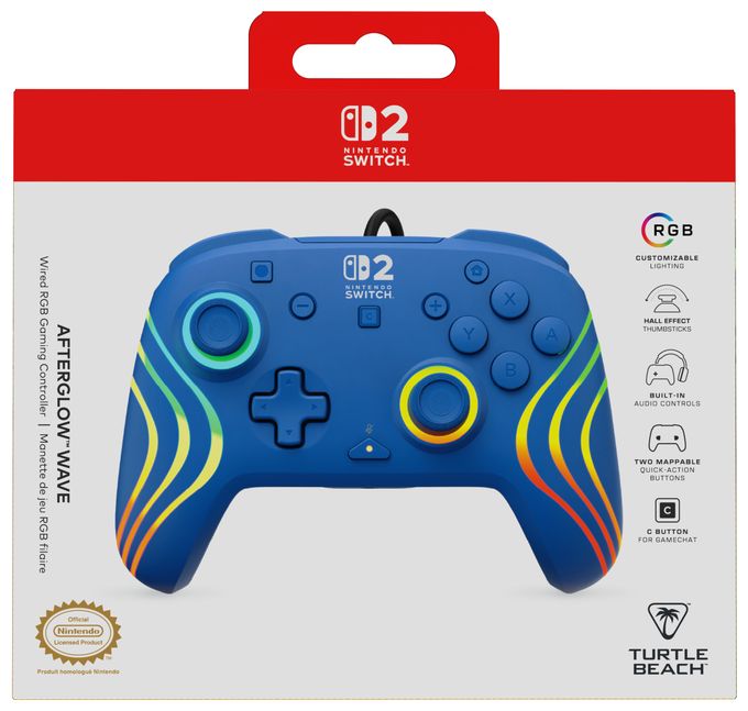 Gamepad für Nintendo Switch, Nintendo Switch 2, Nintendo Switch OLED  Afterglow Wave Wired Controller (Blau) 