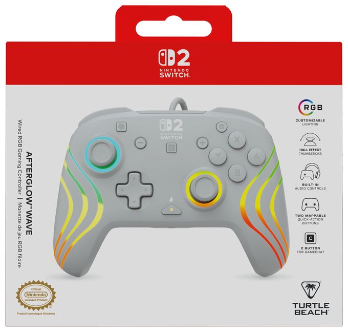 Gamepad für Nintendo Switch, Nintendo Switch 2, Nintendo Switch OLED  Afterglow Wave Wired Controller (Grau) 