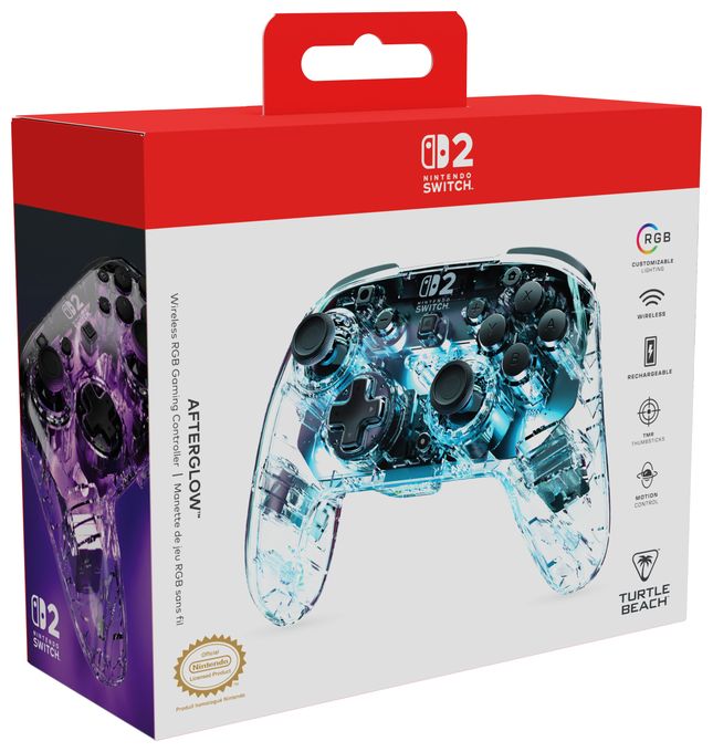 Gamepad für Nintendo Switch, Nintendo Switch 2, Nintendo Switch Lite, Nintendo Switch OLED  Afterglow Wave Wireless Controller (Durchscheinend) 