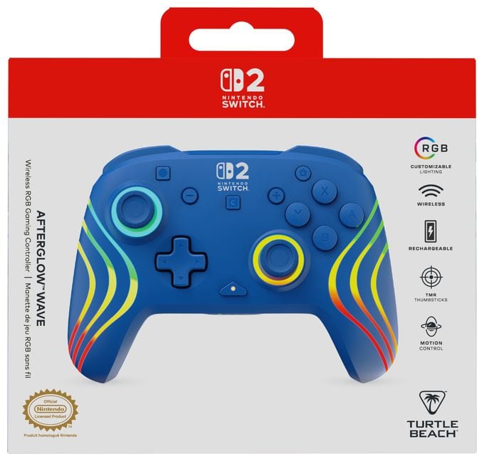Gamepad für Nintendo Switch, Nintendo Switch 2, Nintendo Switch Lite, Nintendo Switch OLED  Afterglow Wave Wireless Controller (Blau) 