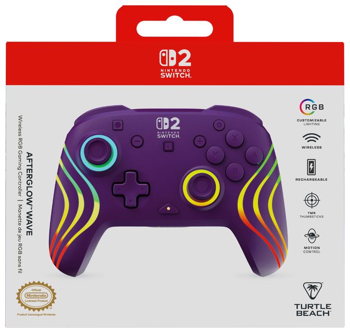 Gamepad für Nintendo Switch, Nintendo Switch 2, Nintendo Switch Lite, Nintendo Switch OLED  Afterglow Wave Wireless Controller (Violett) 