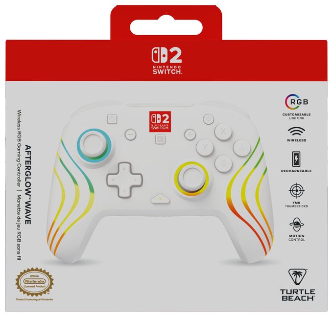 Gamepad für Nintendo Switch, Nintendo Switch 2, Nintendo Switch Lite, Nintendo Switch OLED  Afterglow Wave Wireless Controller (Weiß) 