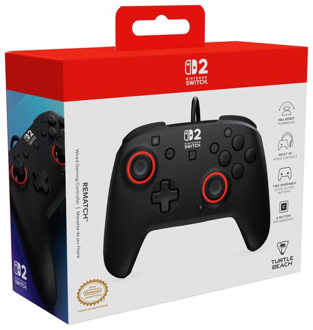 Gamepad für Nintendo Switch, Nintendo Switch 2, Nintendo Switch OLED  Rematch Wired Controller (Schwarz) 