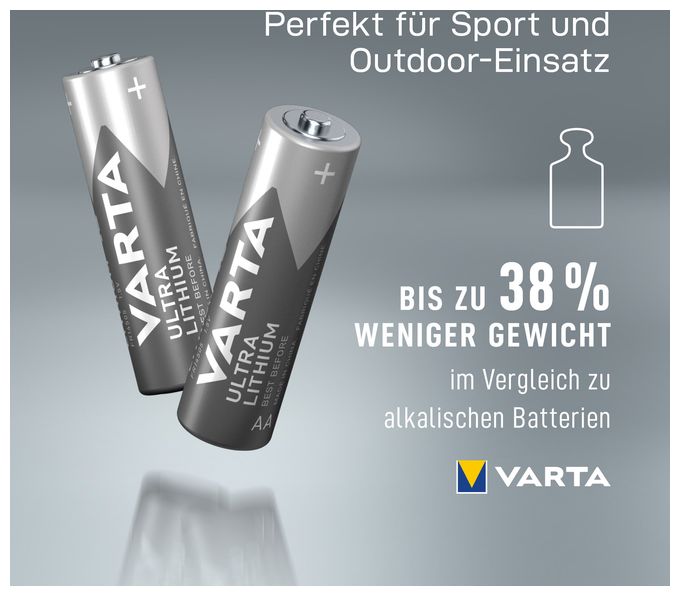 AA Lithium 1,5 V 2 Stück  Ultra Lithium Batterie (Grau/Silber) 