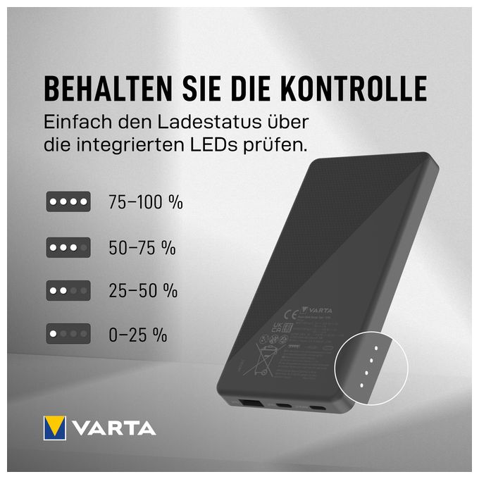 15000 mAh Powerbank USB Typ-C  Energy (Schwarz/Weiß) 
