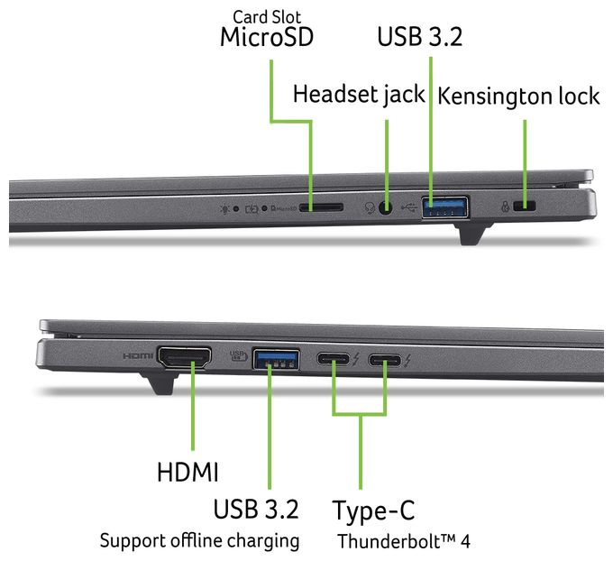 Notebook Aspire 16 AI A16-52M A16-52M-916J 