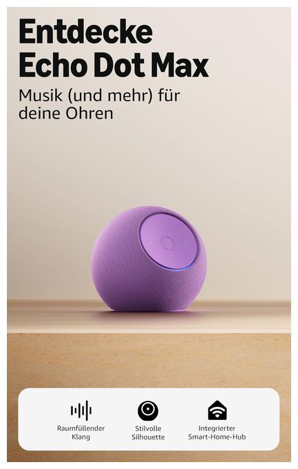 Wlan Lautsprecher mit Bluetooth Amazon Alexa  Echo Dot Max (Violett) 