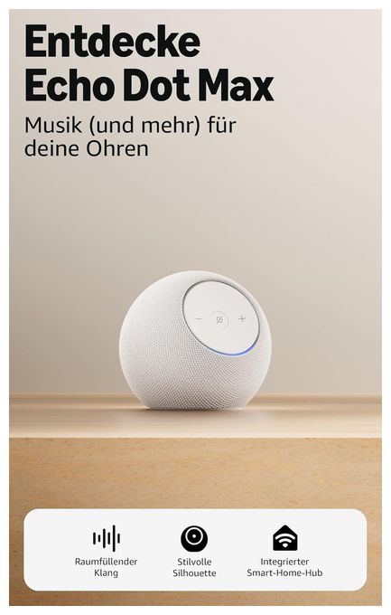 Wlan Lautsprecher mit Bluetooth Amazon Alexa  Echo Dot Max (Weiß) 