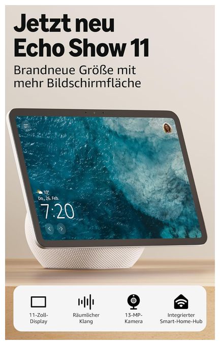 Wlan Lautsprecher mit Bluetooth Amazon Alexa  Echo Show 11 (Weiß) 