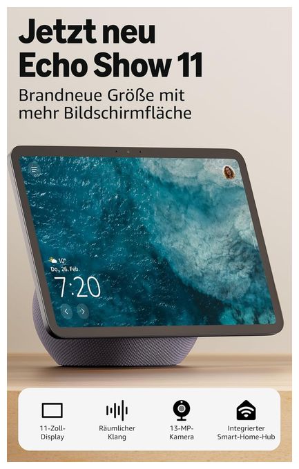 Wlan Lautsprecher mit Bluetooth Amazon Alexa  Echo Show 11 (Grau) 