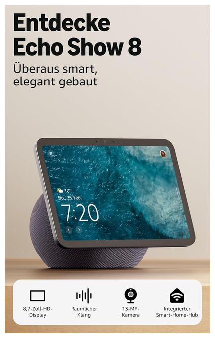 Wlan Lautsprecher mit Bluetooth Amazon Alexa  Echo Show 8 (Grau) 