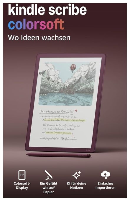 E-Reader 27,9 cm (11 Zoll) 64 GB  Kindle Scribe Colorsoft (Bordeaux) 