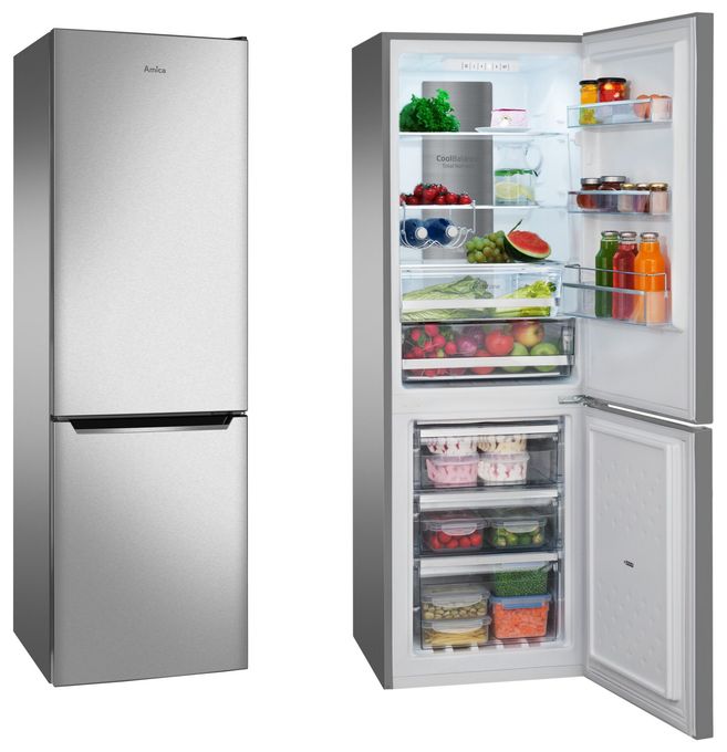 43 l / 10 l Kühl-Gefrierkombi freistehend NoFrost 175 kWh Jahr  KGCN387140E (Edelstahl) 